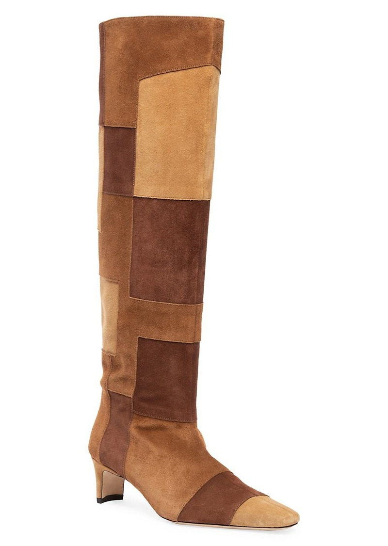 STAUD Wally Tall Patch Suede Boots