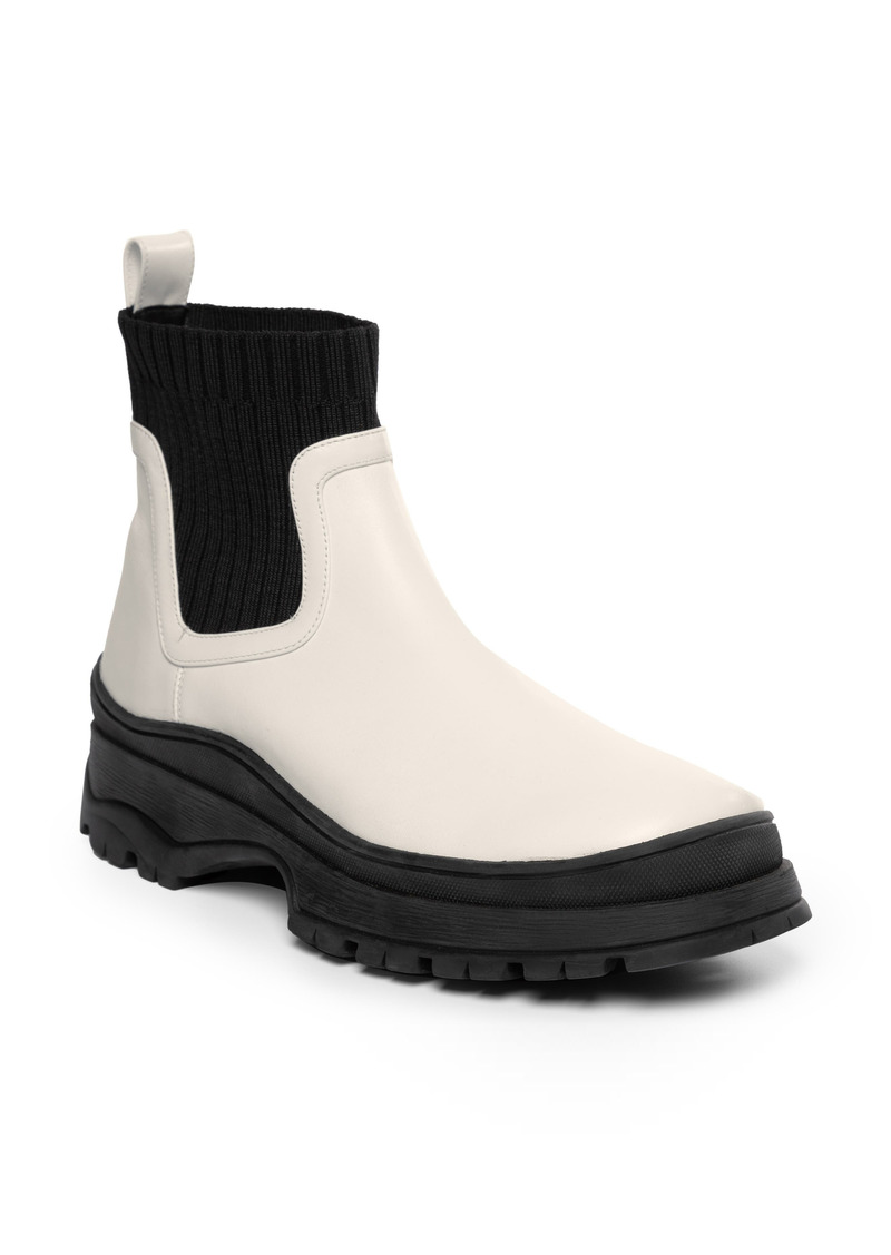 STAUD Bow Chelsea Boot in Cream/Black at Nordstrom