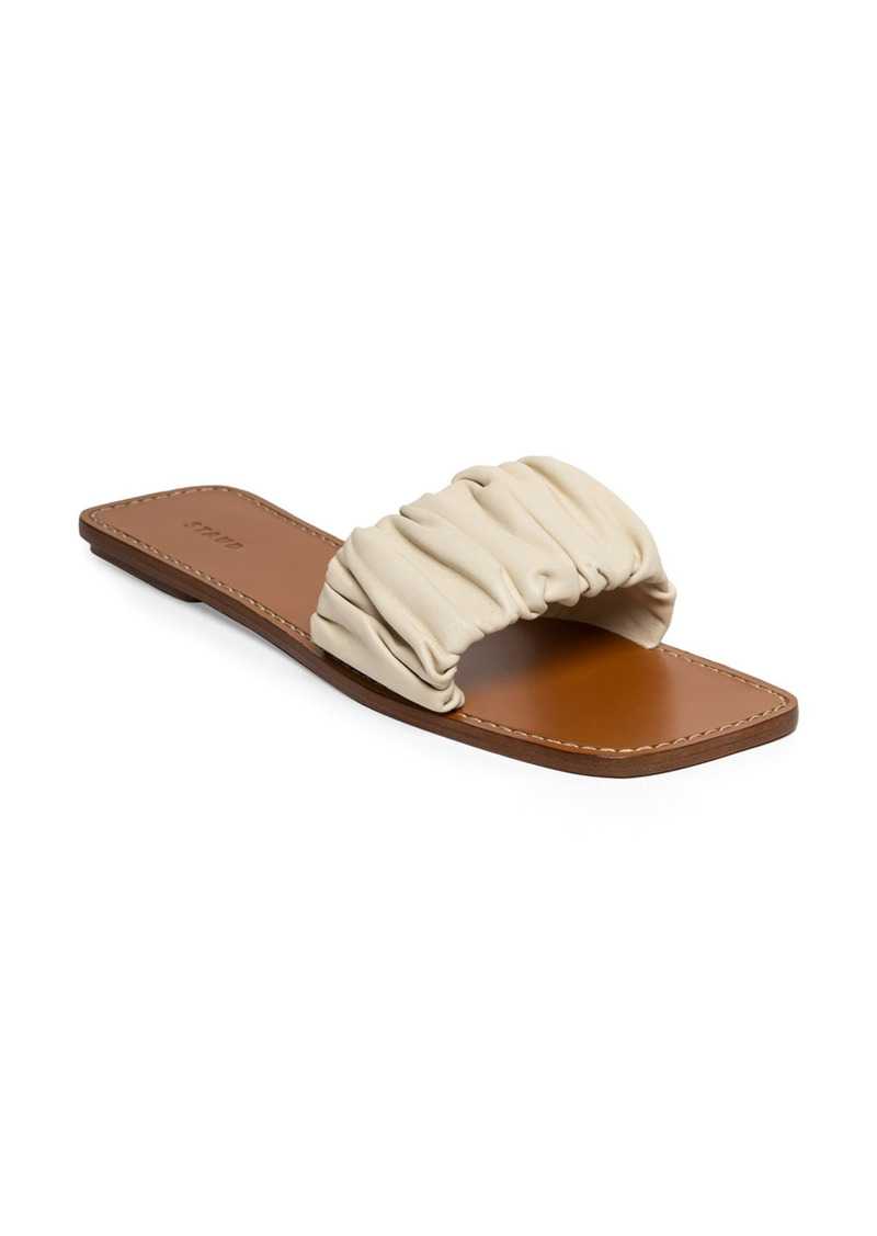 STAUD Nina Ruched Slide Sandal in Cream/Tan at Nordstrom