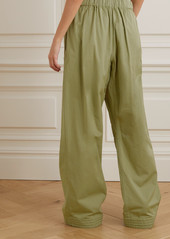 Stella McCartney Belted Washed Organic Cotton-blend Twill Wide-leg Trousers