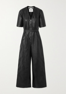 Stella McCartney Cropped Belted Vegetarian Leather Jumpsuit