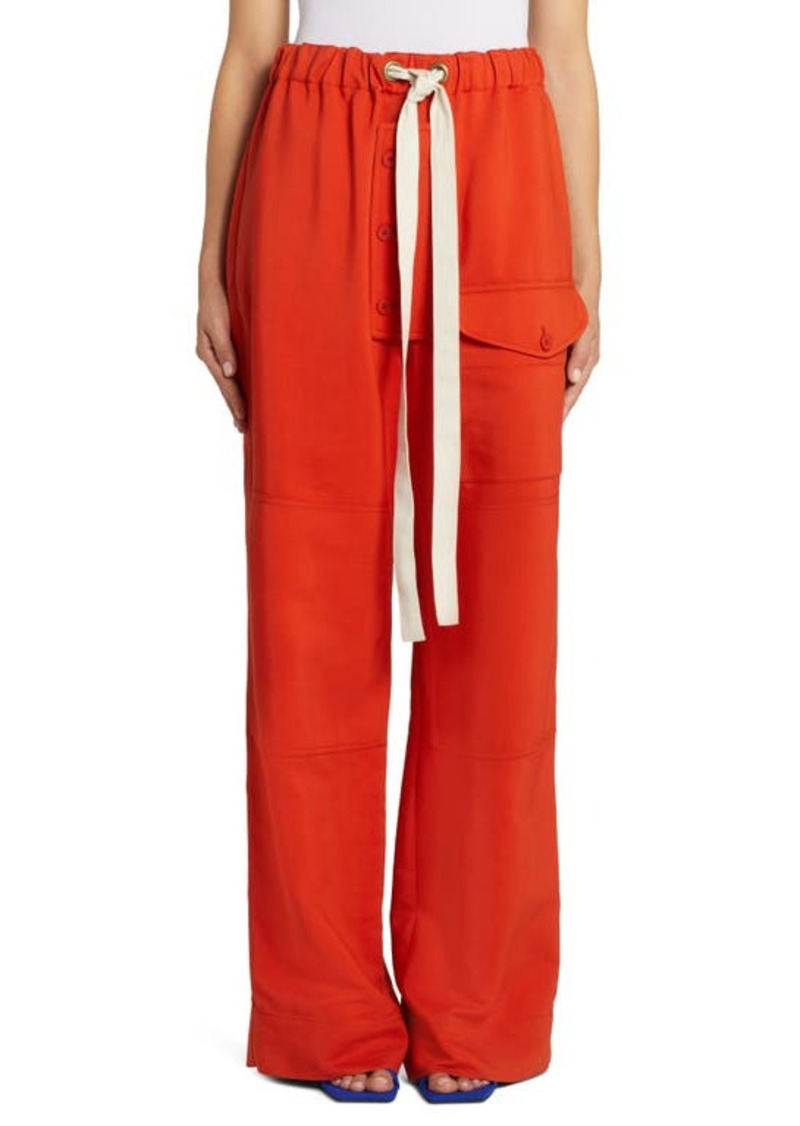 Stella McCartney Drawstring Twill Trousers in 6525 Chilli Red at Nordstrom