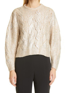 Stella McCartney Foiled Cable Cotton Blend Crop Sweater