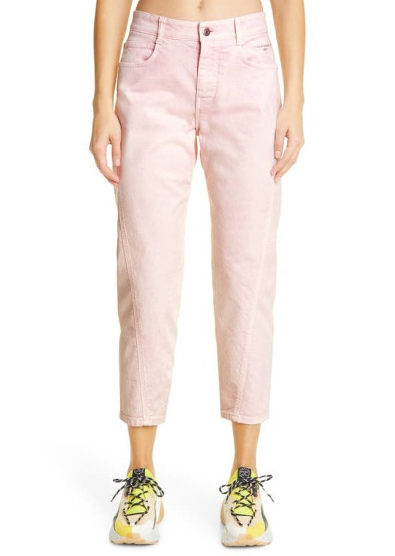 Stella McCartney Fresh Peach Twisted Seam Crop Straight Leg Jeans in Light Pink at Nordstrom