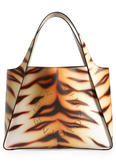 Stella McCartney Lunar New Year Tiger Stripe Logo Faux Leather Tote in 9002 Ivory at Nordstrom