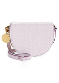 Stella McCartney Small Frayme Croc Embossed Faux Leather Shoulder Bag in 5310 Lilac at Nordstrom