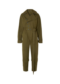 Stella Mccartney Woman Belted Cotton-canvas Jumpsuit Army Green