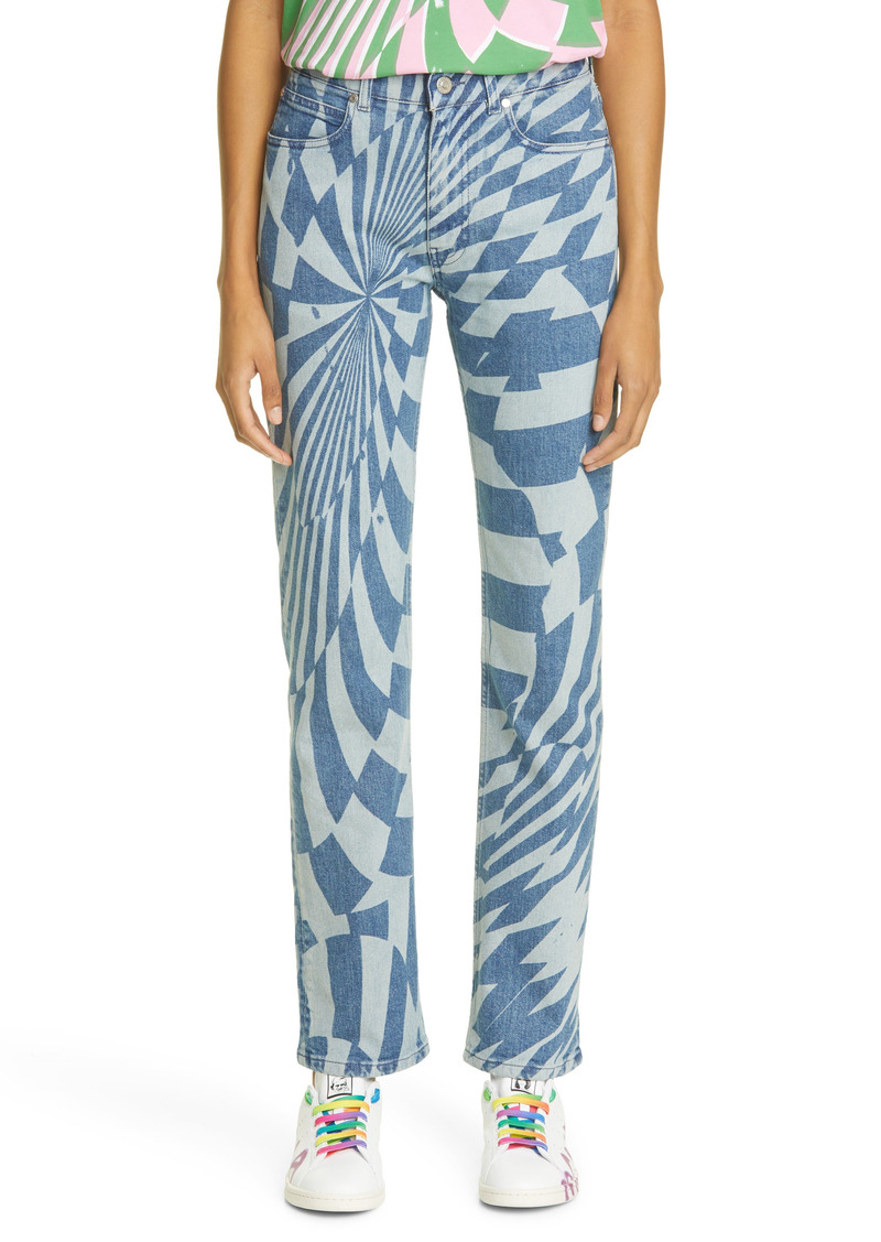 Stella McCartney x Ed Curtis Unisex Shared 3 Psychedelic Organic Cotton Stretch Denim Jeans in Vintage Blue at Nordstrom