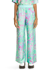 Stella McCartney x Myfawnwy Unisex Shared 3 Marble Print Silk Wide Leg Pants in Multicolor at Nordstrom