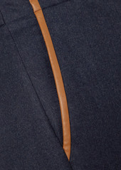 Stella McCartney Vegetarian Leather-trimmed Pleated Wool-twill Straight-leg Pants
