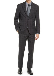 Ted Baker London Roger Extra Slim Fit Plaid Wool Suit in Black at Nordstrom