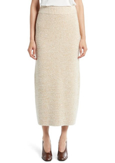 The Row Caluso Cashmere & Silk Knit Midi Skirt in Beige /Off-White at Nordstrom