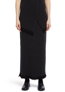 The Row Damaris Rib Cotton & Cashmere Blend Skirt in Dark Grey Melange at Nordstrom