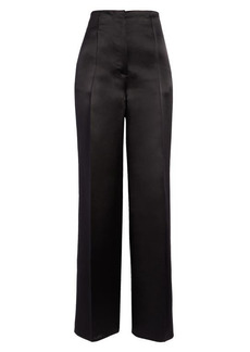 The Row Lazco Wide Leg Raw Hem Silk Trousers in Black at Nordstrom