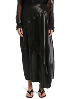 The Row Lopa Asymmetric Hem Duchess Satin Maxi Skirt in Black at Nordstrom