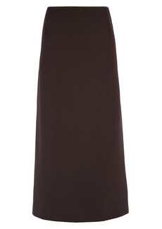 The Row Parma Stretch Virgin Wool Midi Skirt in Saddle Brown at Nordstrom