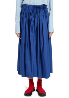 The Row Ruth Pleated High Waist Cotton Midi Skirt in French Blue at Nordstrom