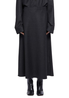 The Row Tinna Virgin Wool Flannel Skirt in Grey Melange at Nordstrom