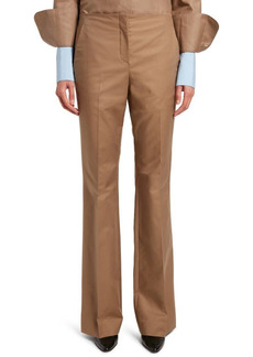 The Row Vasco Wide Leg Cotton Trousers in Taupe at Nordstrom