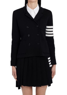 Thom Browne 4-Bar Double Breasted Merino Wool Jacket in Black 001 at Nordstrom