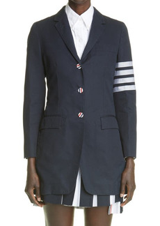 Thom Browne 4-Bar Elongated Unconstructed Cotton Blazer in Navy at Nordstrom