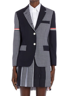 Thom Browne Classic Micro 4-Bar Check & Wool Fresco Jacket in Navy at Nordstrom