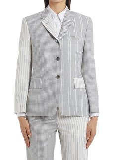 Thom Browne Mixed Print Wool Hopsack Classic Blazer in Med Grey at Nordstrom