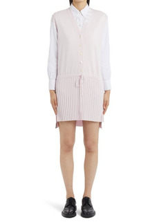 Thom Browne Pleated Cap Sleeve High-Low Silk & Cotton Dress in Light Pink at Nordstrom