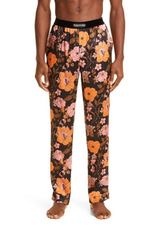 Tom Ford Floral Print Stretch Silk Pajama Pants in Antique Pink at Nordstrom