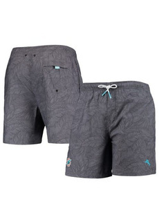 Men's Tommy Bahama Black Miami Dolphins Naples Layered Leaves Swim Trunks at Nordstrom