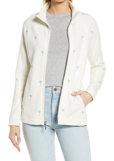 Tommy Bahama Aruba Mini Palm Embroidered Zip-Up Sweatshirt in Coconut at Nordstrom