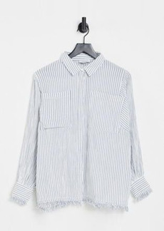 Topshop laundered tassel striped shirt in blue