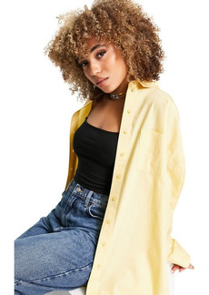 Topshop Oversized Poplin Button-Up Shirt in Yellow at Nordstrom