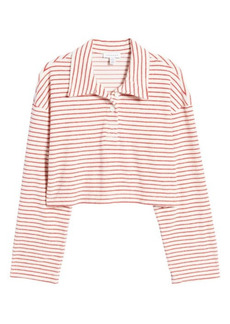 Topshop Women's Stripe Polo in White at Nordstrom