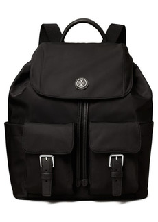 Tory Burch Flap Nylon Backpack in Black at Nordstrom