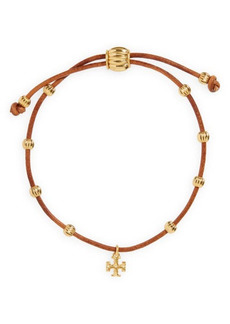 Tory Burch Kira Beaded Leather Bracelet in Rolled Tory Gold /Vachetta at Nordstrom