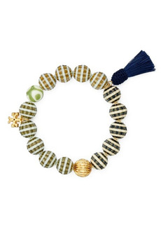 Tory Burch Roxanne Beaded Tassel Charm Bracelet in Rolled Gold /Multi at Nordstrom