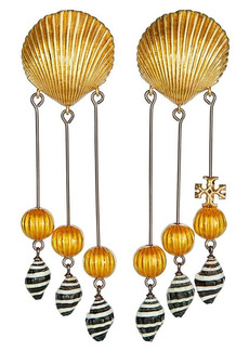 Tory Burch Shell Statement Drop Earrings in Rolled Brass /Multi at Nordstrom