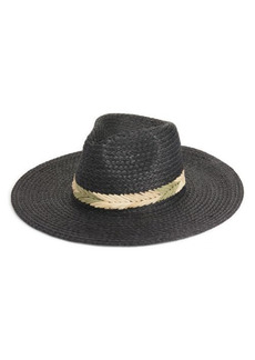 Treasure & Bond Frayed Straw Boater Hat in Black Combo at Nordstrom