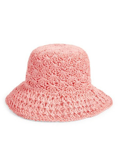 Treasure & Bond Straw Scallop Bucket Hat in Pink Rosette at Nordstrom