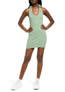 Urban Outfitters Exclusives BDG Urban Outfitters Ann Marie Rib Deep V-Neck Dress in Sage at Nordstrom