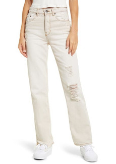 Urban Outfitters Exclusives BDG Urban Outfitters Authentic Ripped Straight Leg Jeans in Bone at Nordstrom