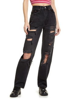 Urban Outfitters Exclusives BDG Urban Outfitters Destroyed Modern Boyfriend Nonstretch Jeans in Washed Black at Nordstrom