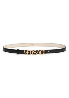 Versace Logo Buckle Faux Leather Belt in Black-Versace Gold at Nordstrom