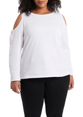 Vince Camuto Cold Shoulder Top in Ultra White at Nordstrom