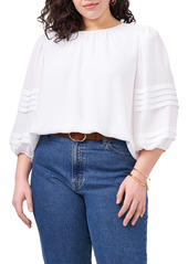 Vince Camuto Pleated Sleeve Gauze Blouse in Crystal Lake at Nordstrom