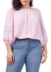 Vince Camuto Pleated Sleeve Gauze Blouse in Canyon Blue at Nordstrom
