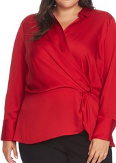 Vince Camuto Twist Detail Hammered Satin Blouse in Tulip Red at Nordstrom