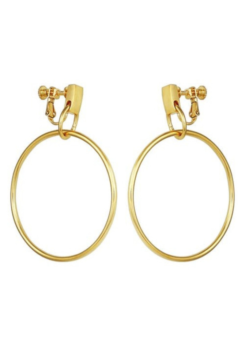 Vince Camuto Clip-On Drop Hoop Earrings in Gold at Nordstrom