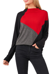 Vince Camuto Colorblock Sweater in Rich Black at Nordstrom